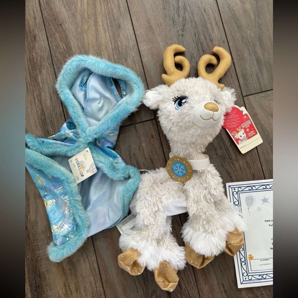 UNSTUFFED Build-A-Bear Golden Glisten Retired SOLDOUT Reindeer & Cape Collar NWT